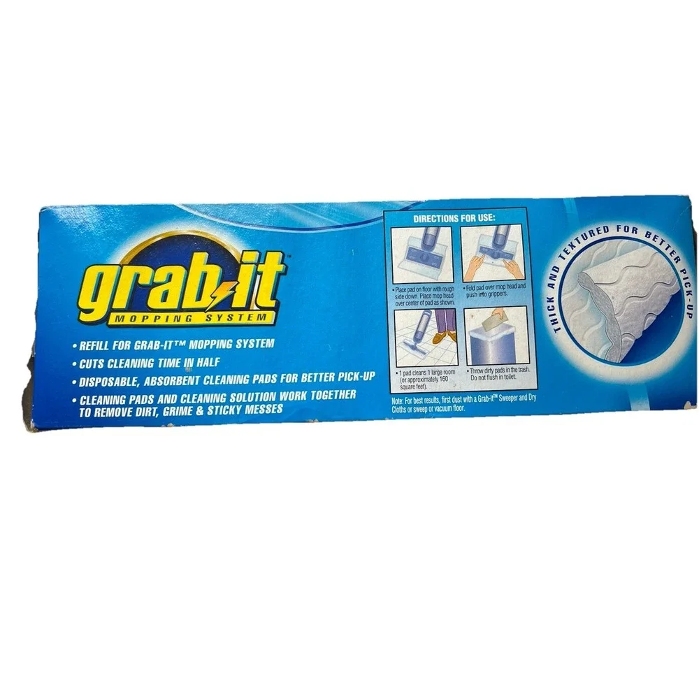 GRAB IT GO MOP Mopping System Cleaning Refill Pads 12 Original  Discontinued Vtg